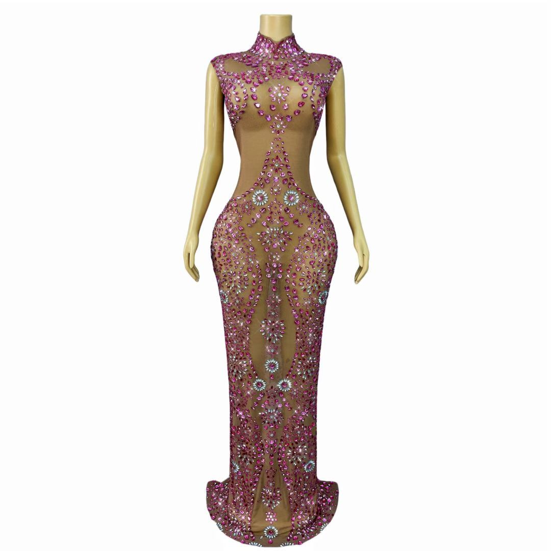 CELESINYI Taoxin Crystal Fuchsia Illusion Gown