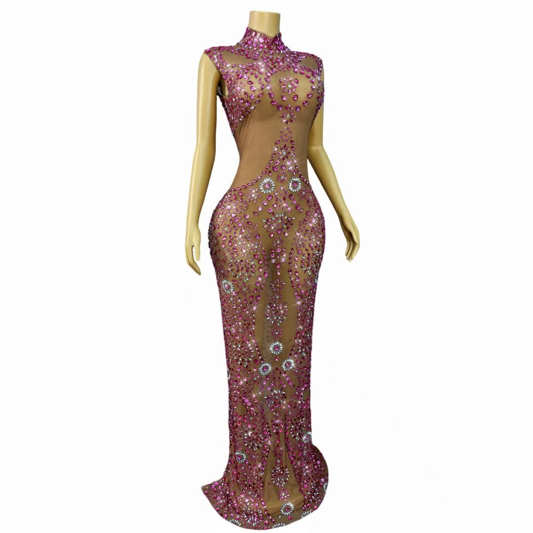 CELESINYI Taoxin Crystal Fuchsia Illusion Gown