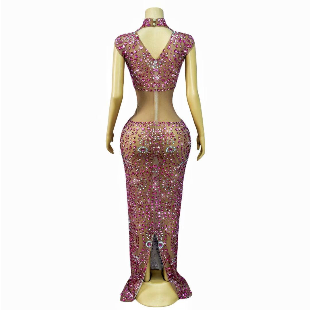 CELESINYI Taoxin Crystal Fuchsia Illusion Gown