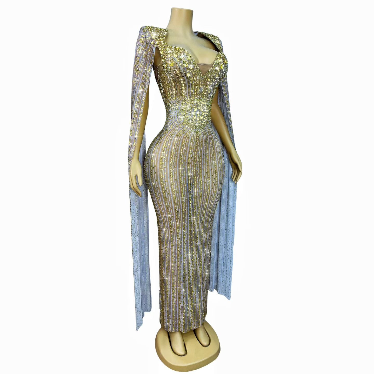 CELESINYI Luopan Crystal Compass Cape Gown (Gold)