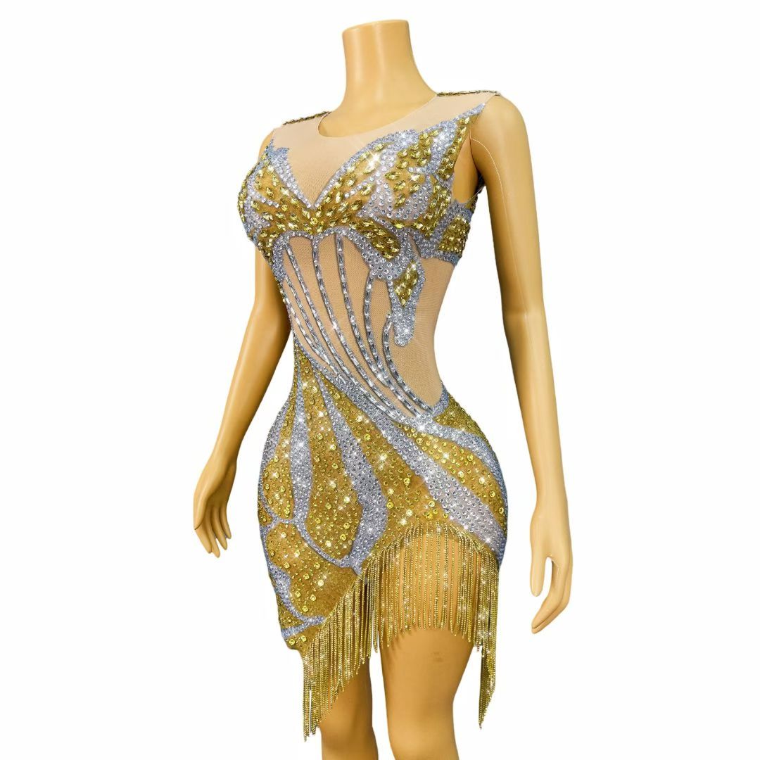 CELESINYI Huangjindie Crystal Gold Butterfly Gown