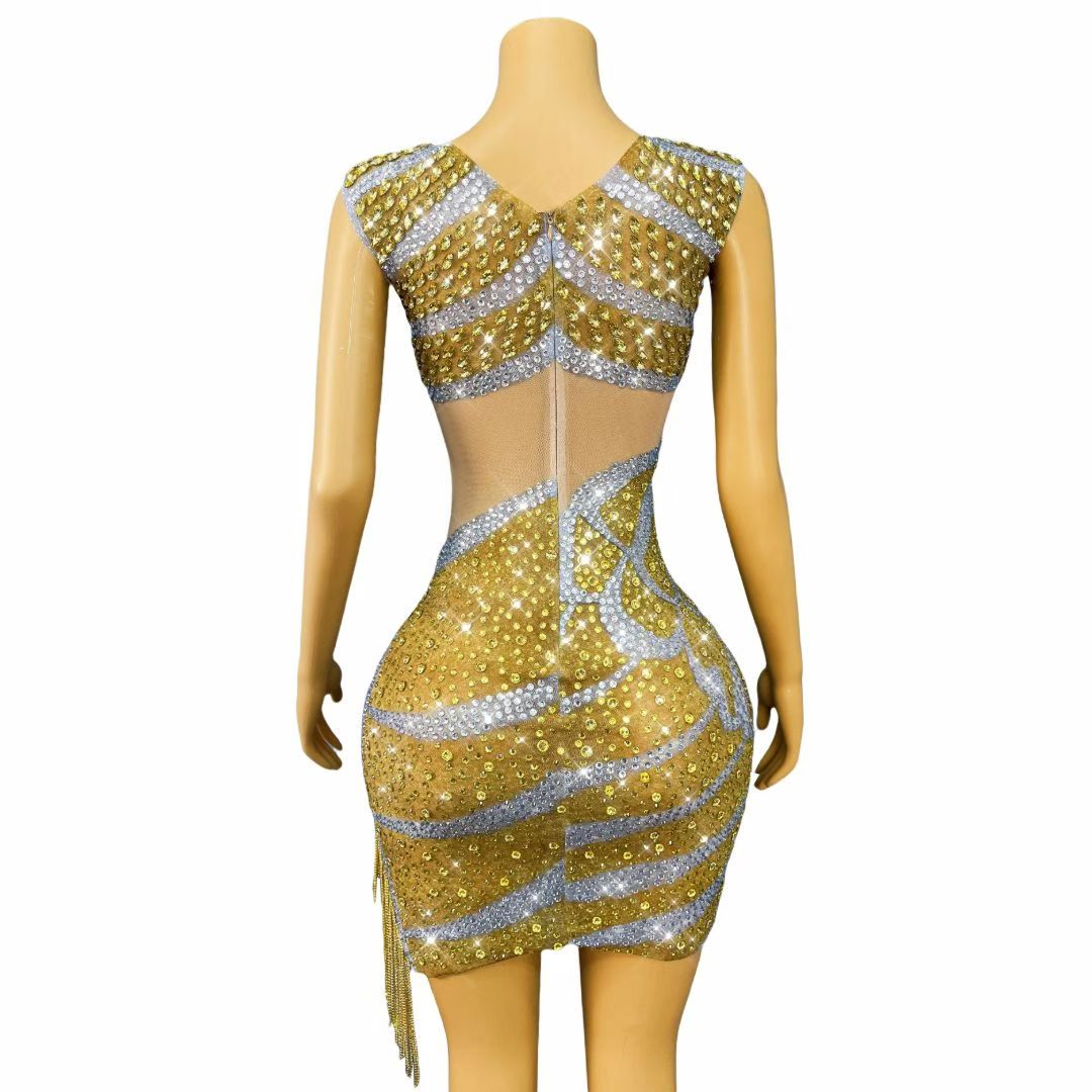 CELESINYI Huangjindie Crystal Gold Butterfly Gown
