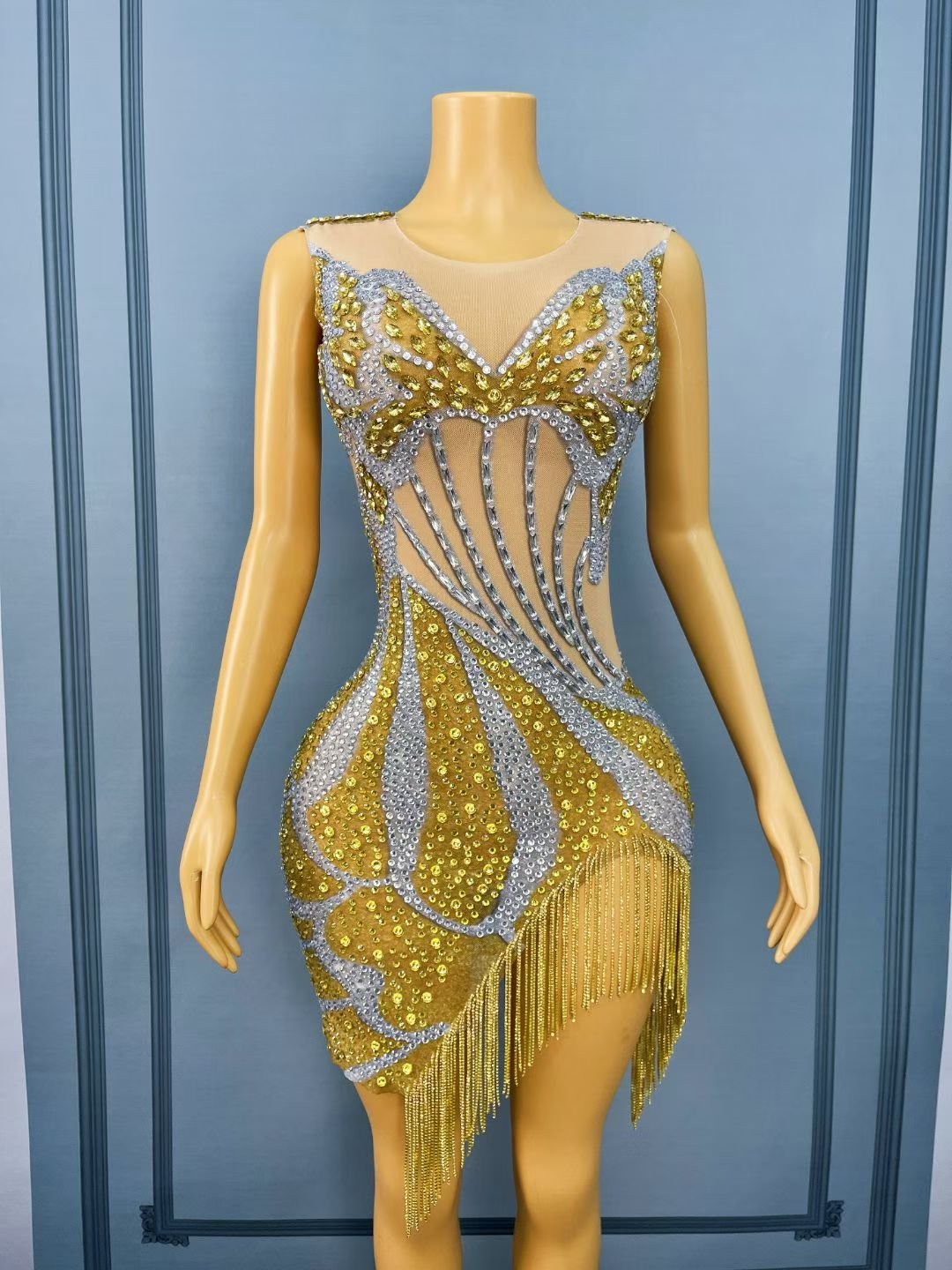 CELESINYI Huangjindie Crystal Gold Butterfly Gown