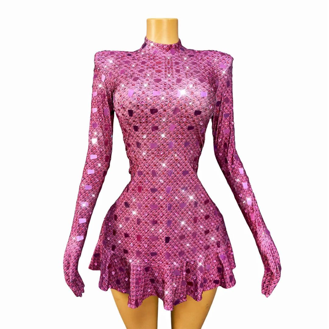 CELESINYI Taosu Crystal Peach Ultra Mini Dress