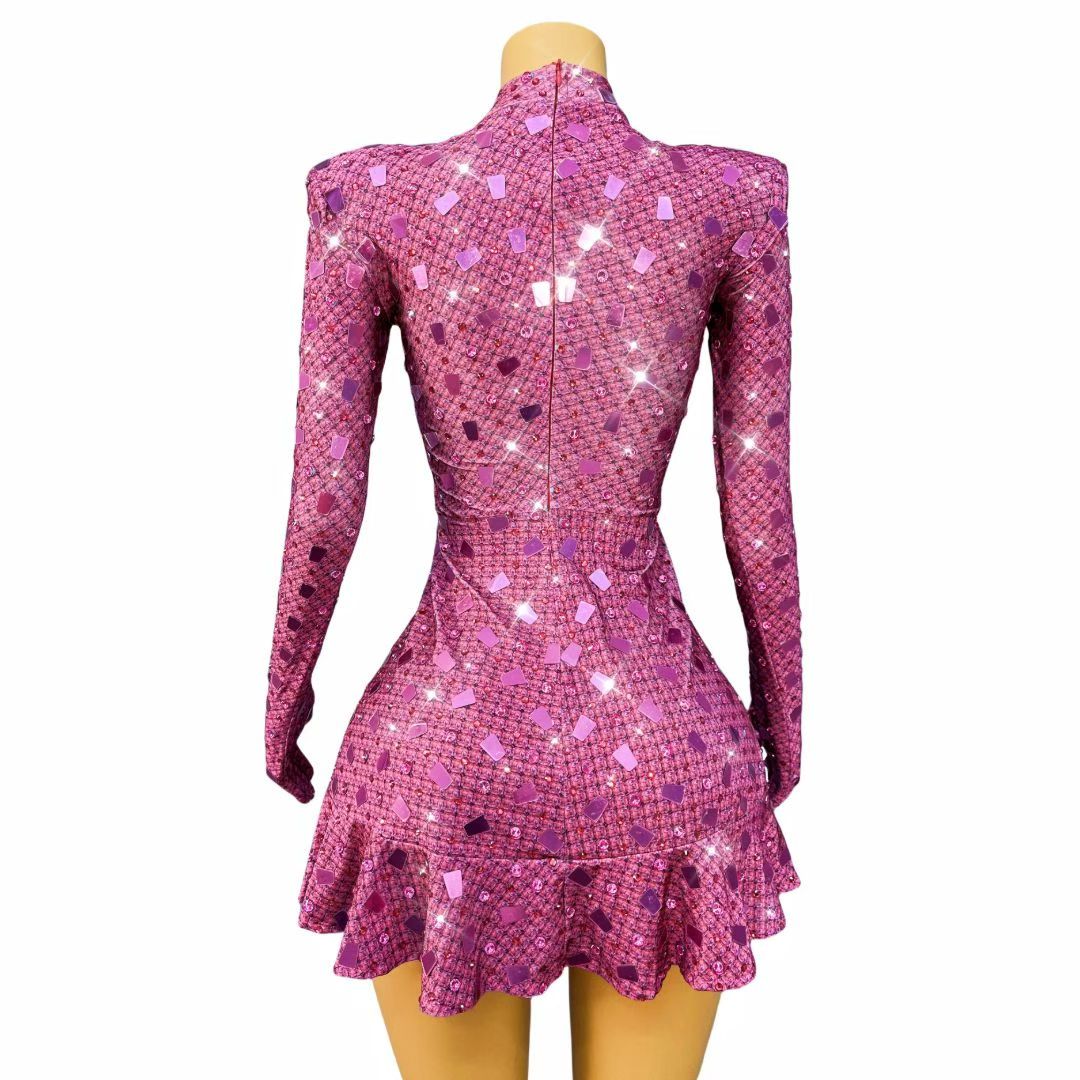 CELESINYI Taosu Crystal Peach Ultra Mini Dress