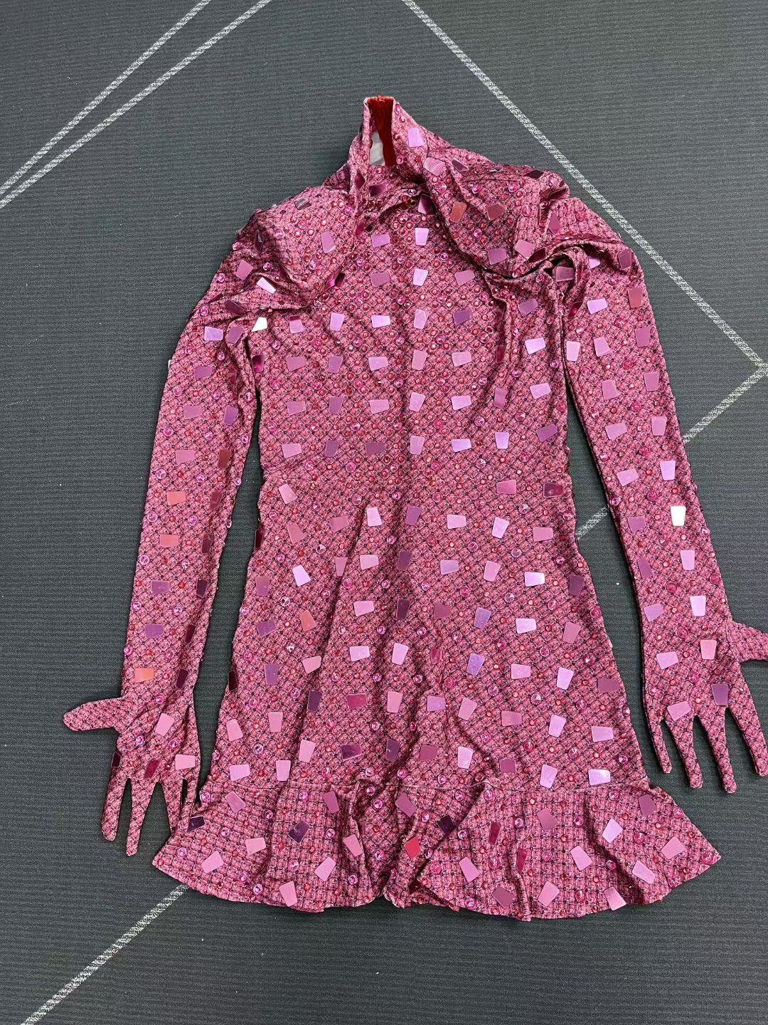 CELESINYI Taosu Crystal Peach Ultra Mini Dress