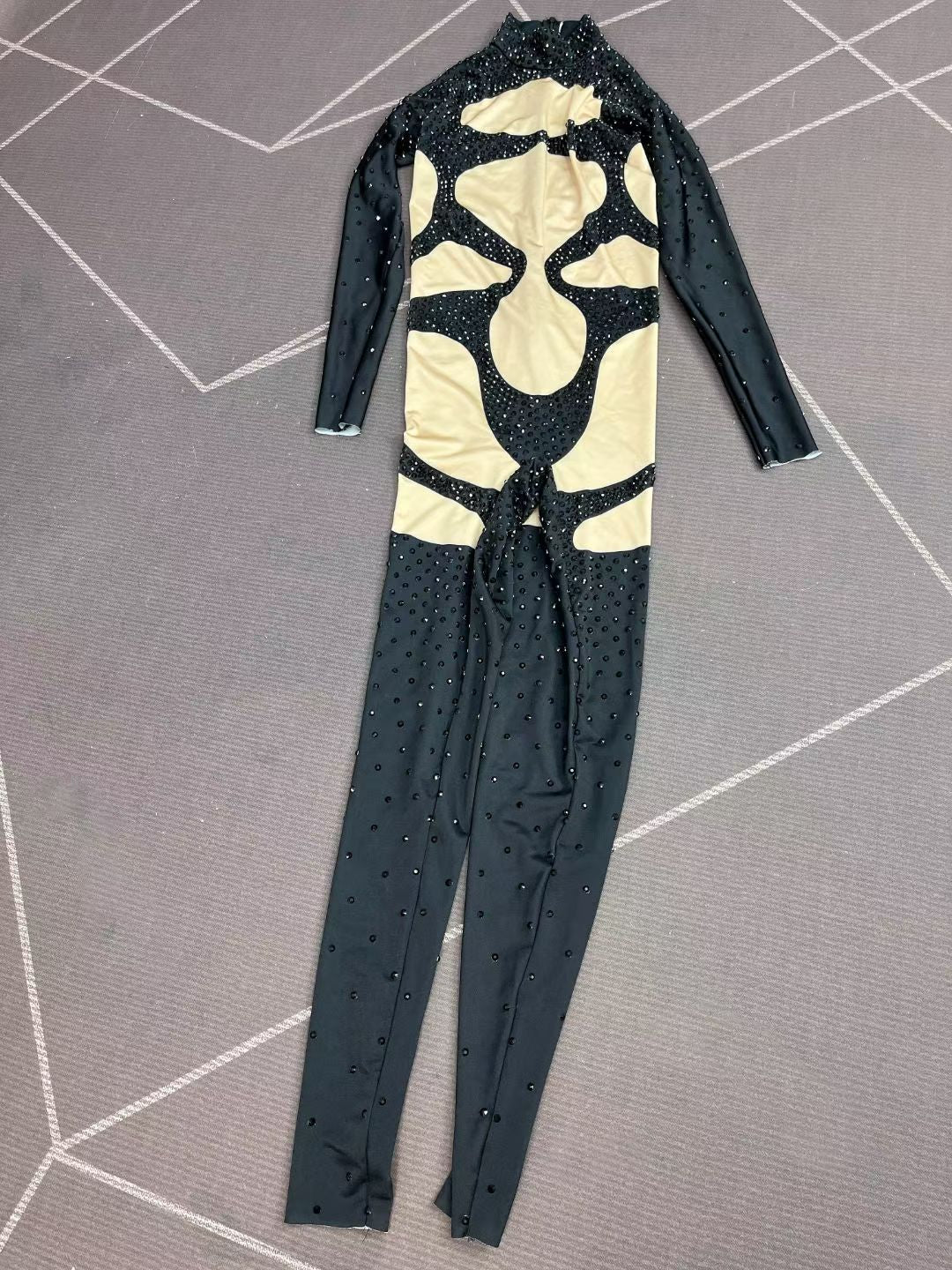 CELESINYI Nuomi Crystal Black Cutout Catsuit