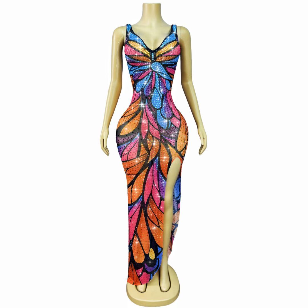 CELESINYI Caihongdie Rainbow Crystal Butterfly Gown