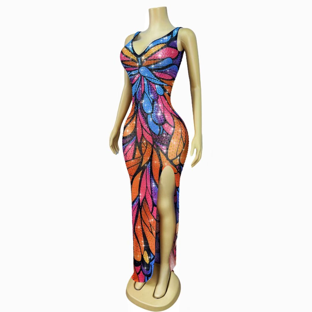 CELESINYI Caihongdie Rainbow Crystal Butterfly Gown