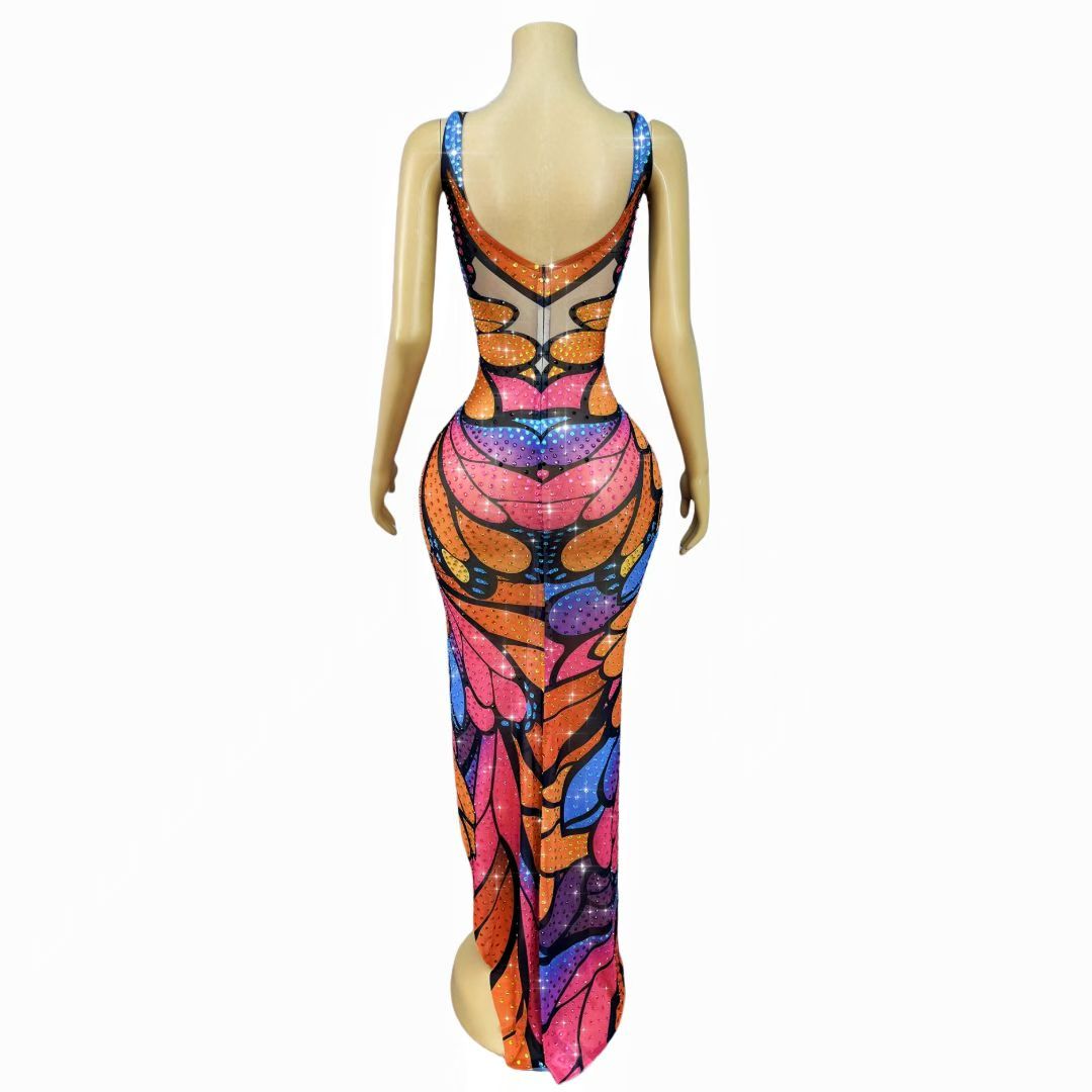 CELESINYI Caihongdie Rainbow Crystal Butterfly Gown