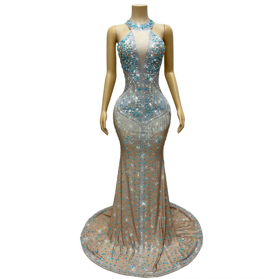 CELESINYI Lancaihua Crystal Ice Blue Gown