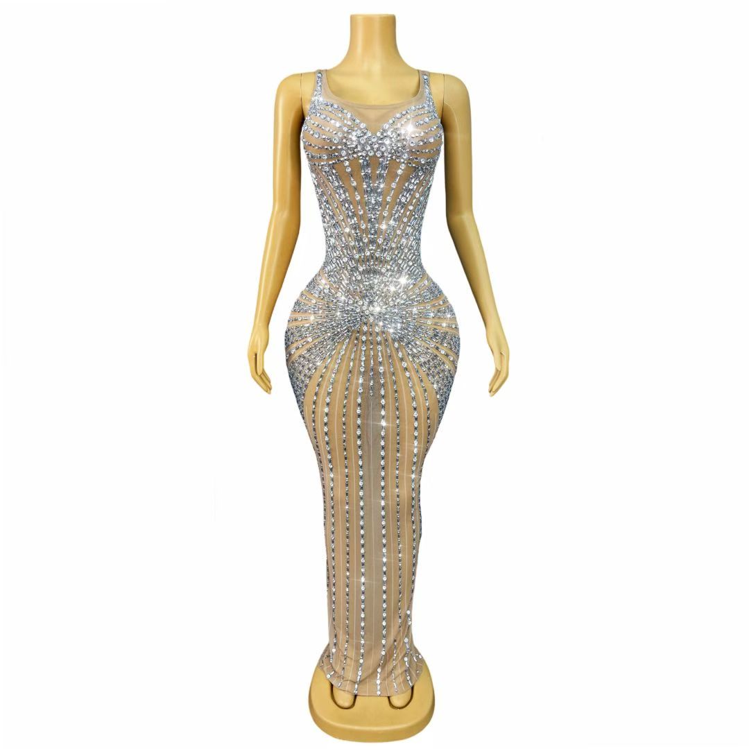 CELESINYI Penquan Crystal Fountain Gown
