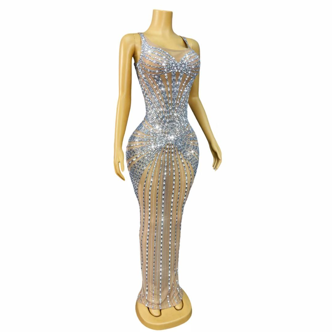 CELESINYI Penquan Crystal Fountain Gown