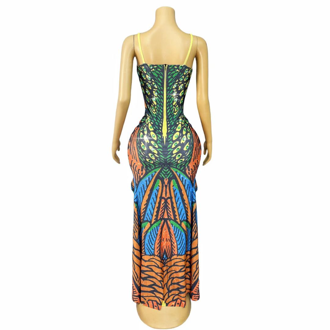 CELESINYI Mifeng Tribal Print Bodycon Dress