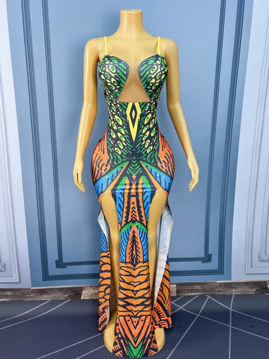 CELESINYI Mifeng Tribal Print Bodycon Dress