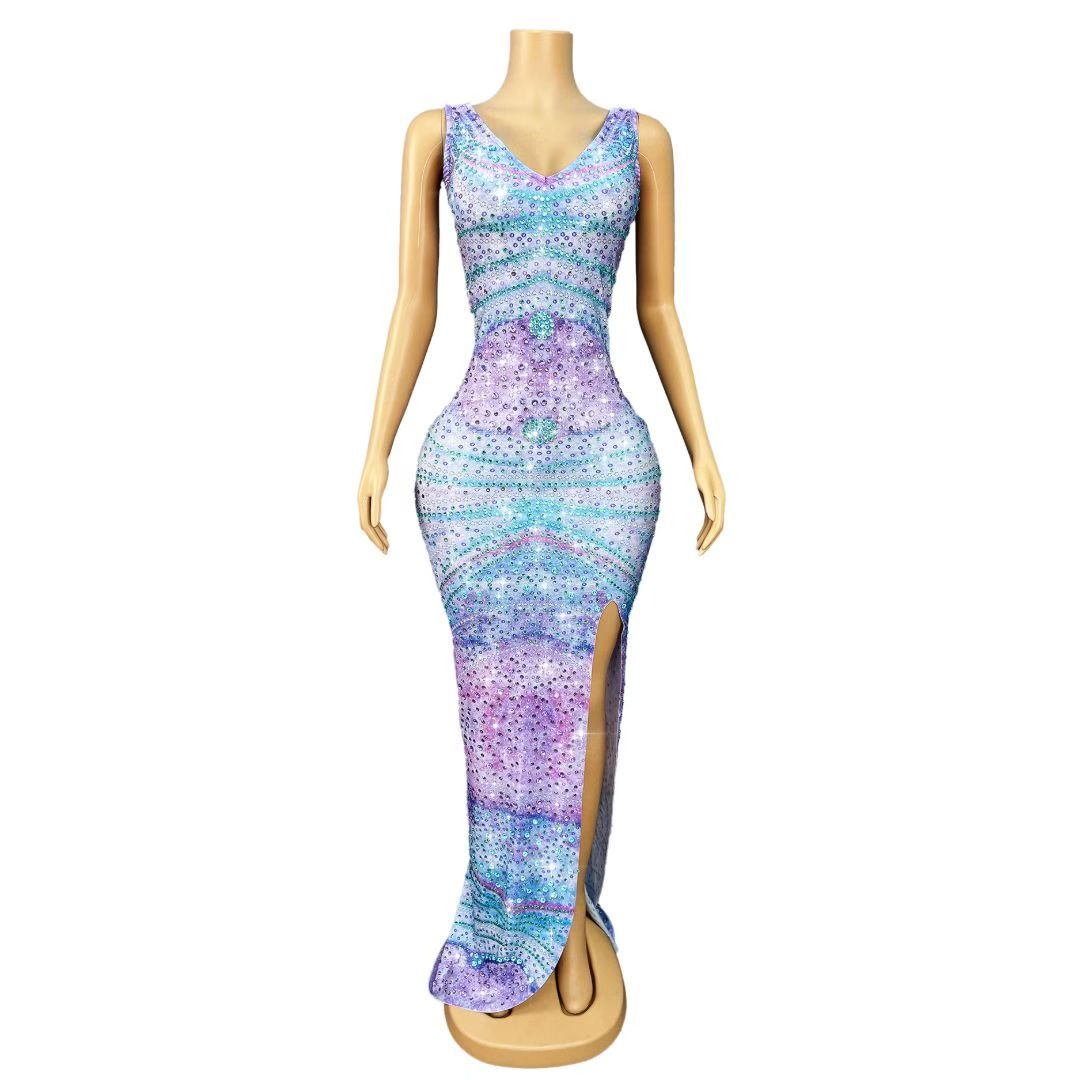 CELESINYI Lanzi Crystal Lavender Wave Gown