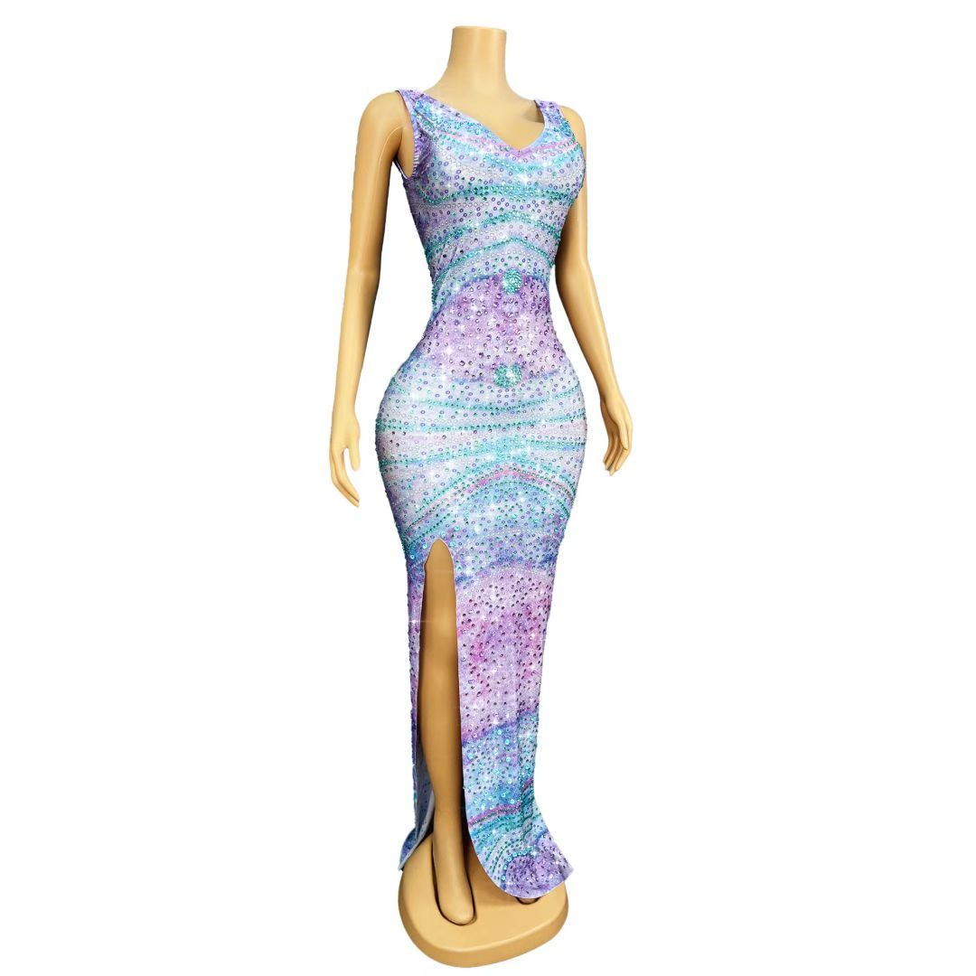 CELESINYI Lanzi Crystal Lavender Wave Gown