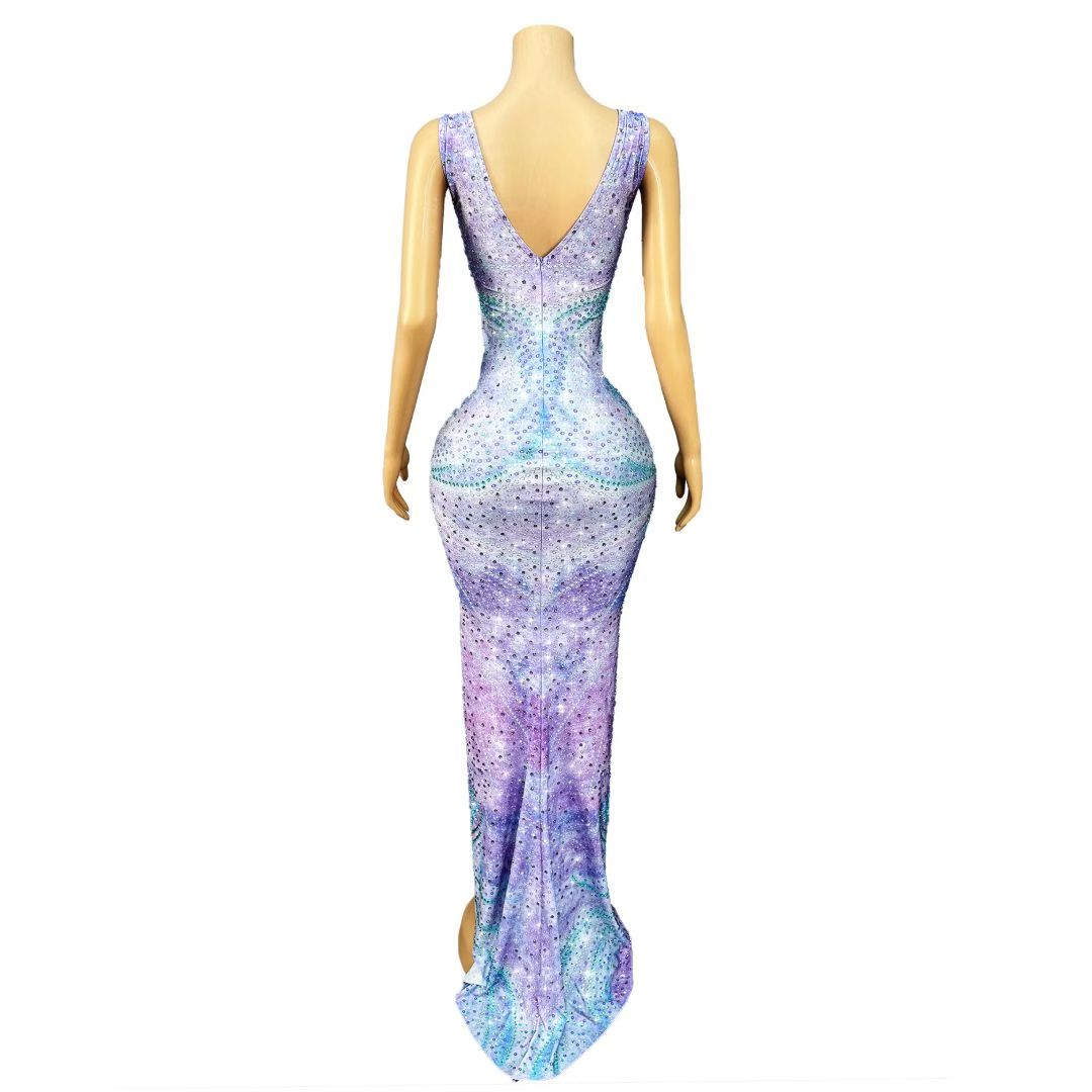 CELESINYI Lanzi Crystal Lavender Wave Gown