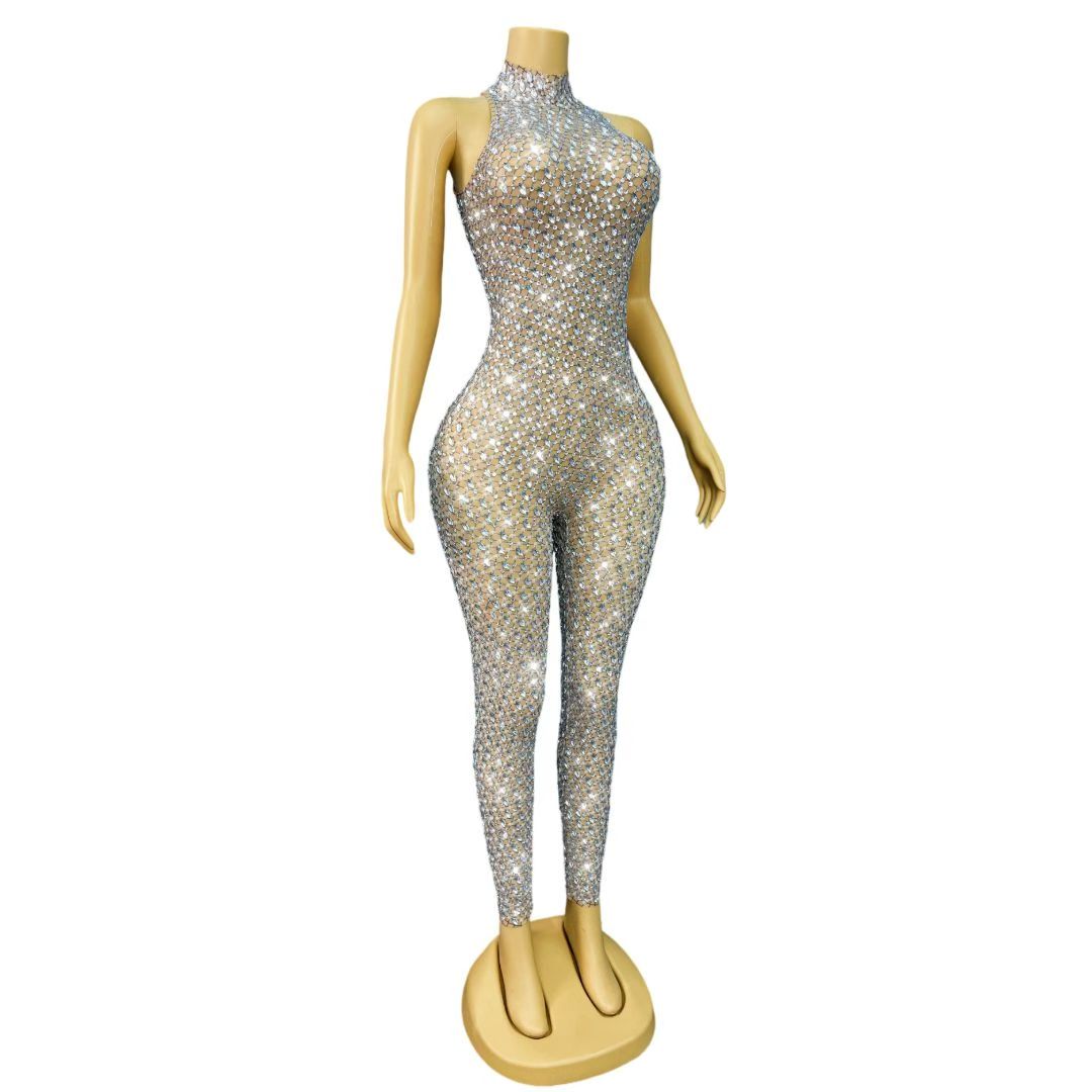 CELESINYI Xielei Crystal Grid Catsuit