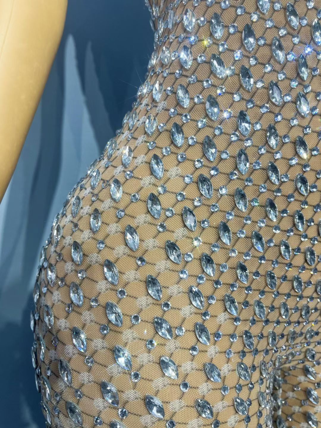 CELESINYI Xielei Crystal Grid Catsuit