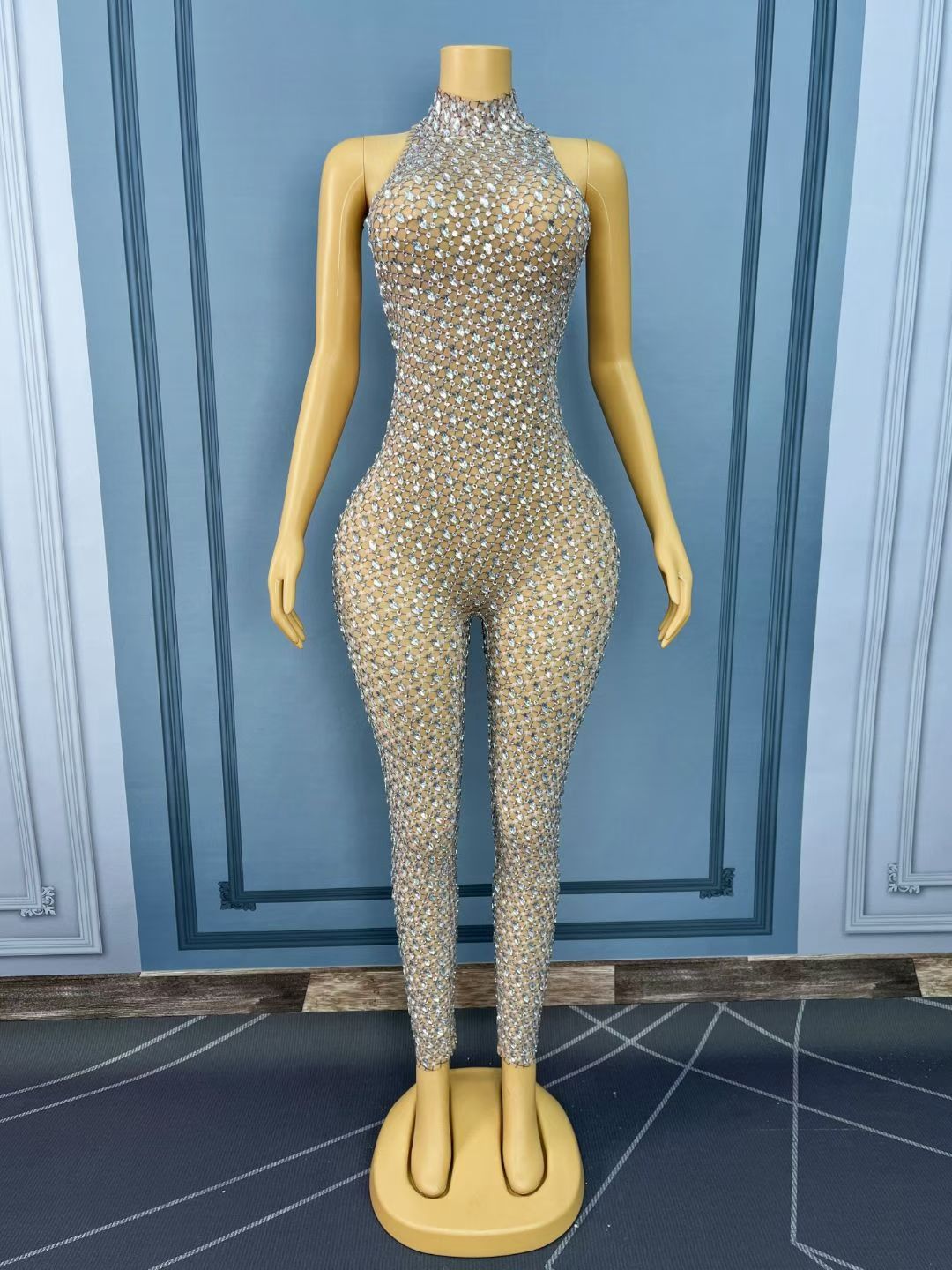 CELESINYI Xielei Crystal Grid Catsuit