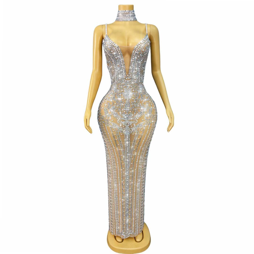 CELESINYI Tianlianjie Crystal Pearl Necklace Gown
