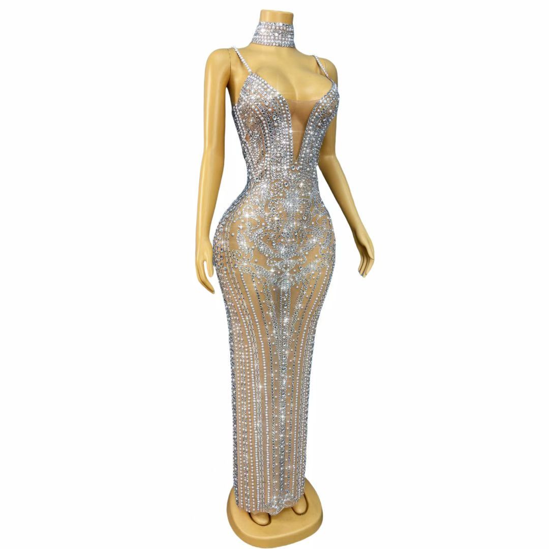 CELESINYI Tianlianjie Crystal Pearl Necklace Gown