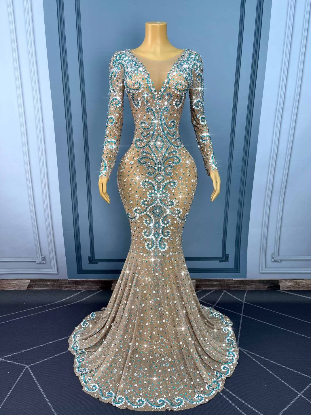 CELESINYI Shuixiliu Crystal Lake Mermaid Gown