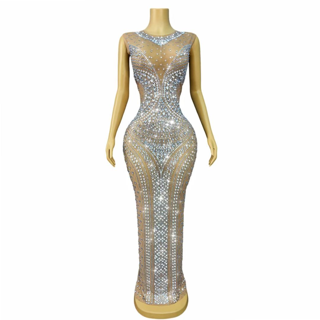CELESINYI Qiaojiaren Crystal Emerald Gown (Silver)