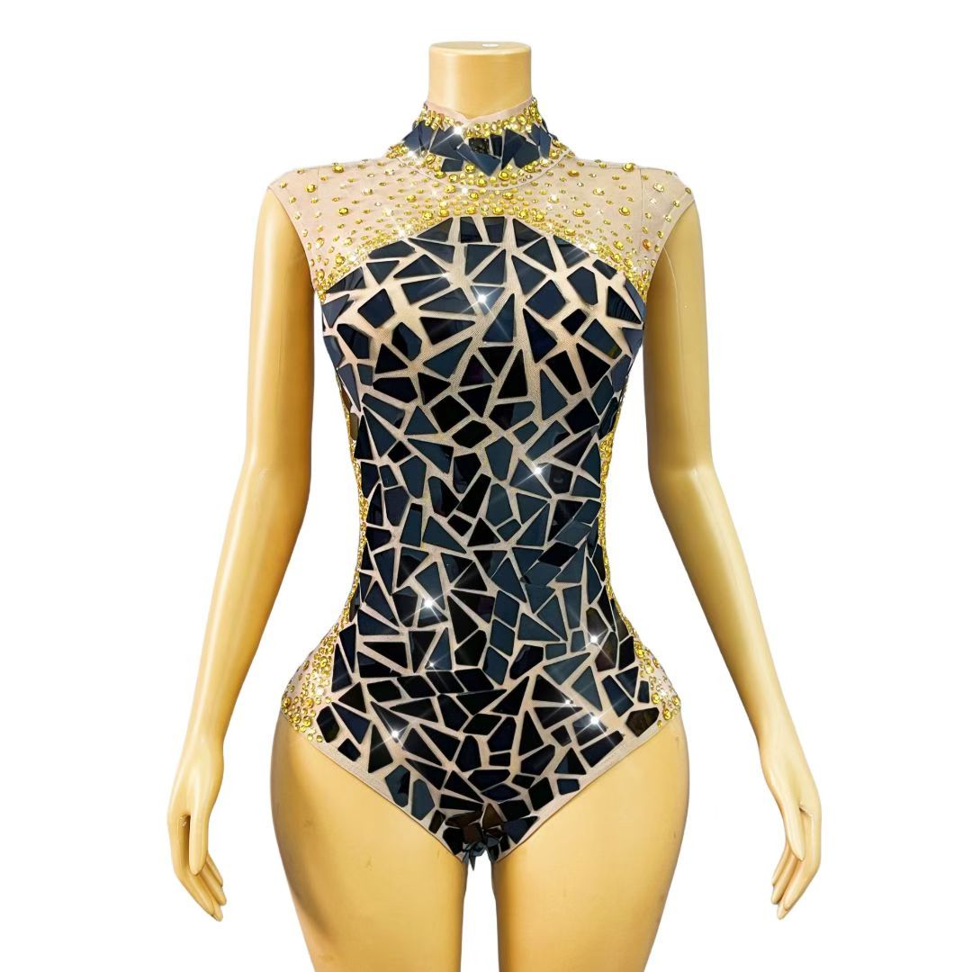 CELESINYI Anyejing Crystal Black Mirror Leotard