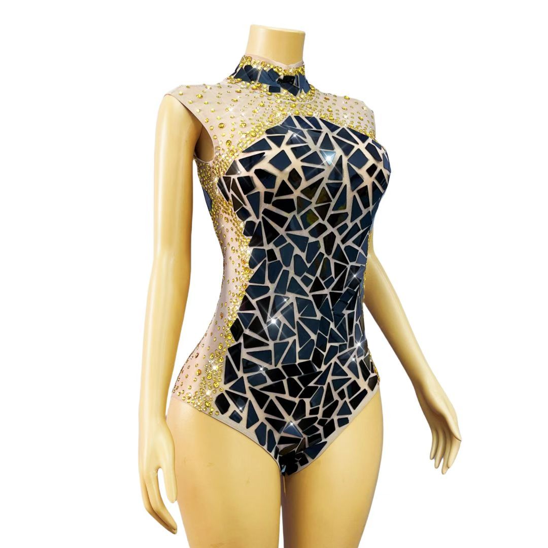 CELESINYI Anyejing Crystal Black Mirror Leotard