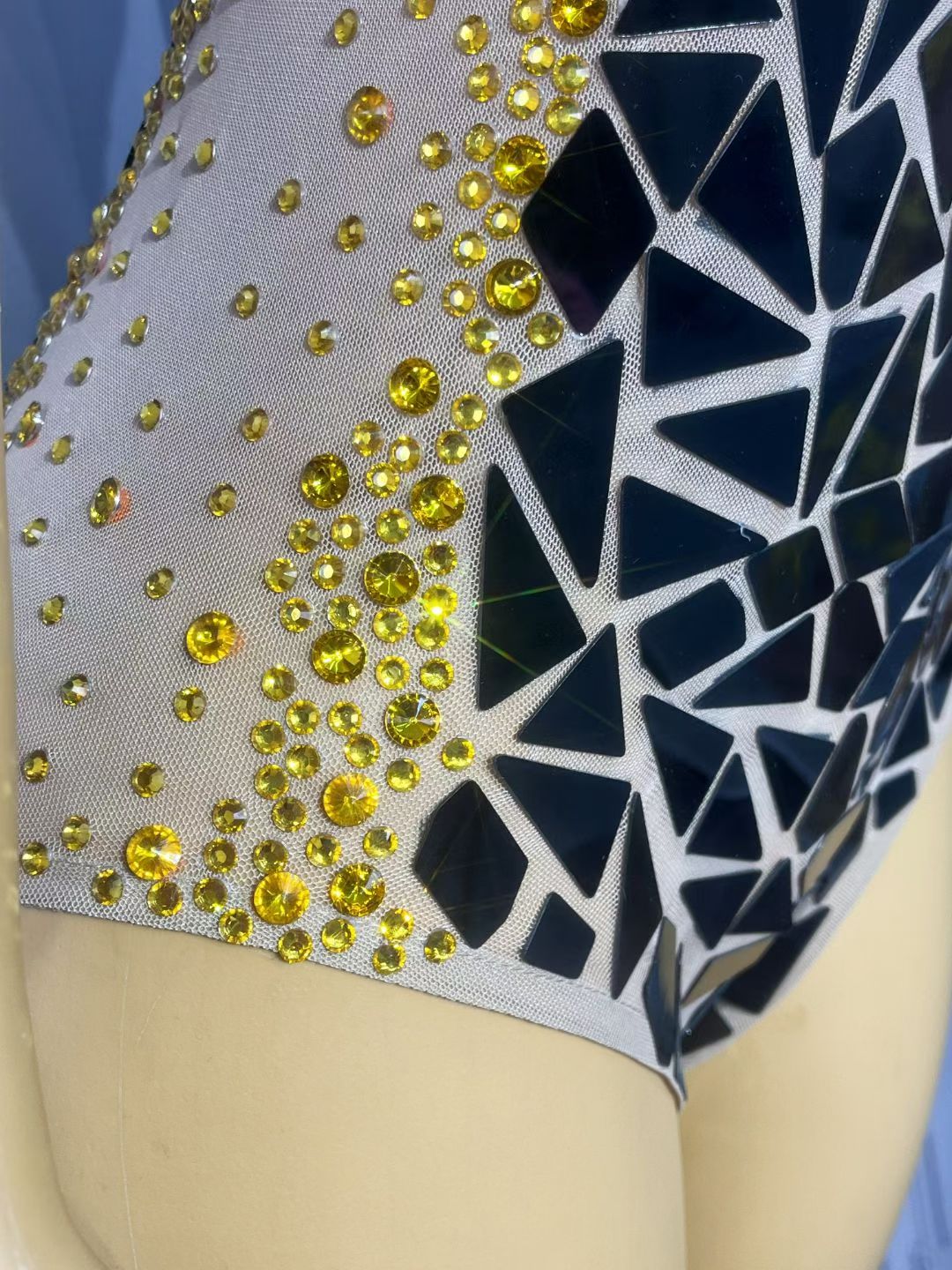CELESINYI Anyejing Crystal Black Mirror Leotard