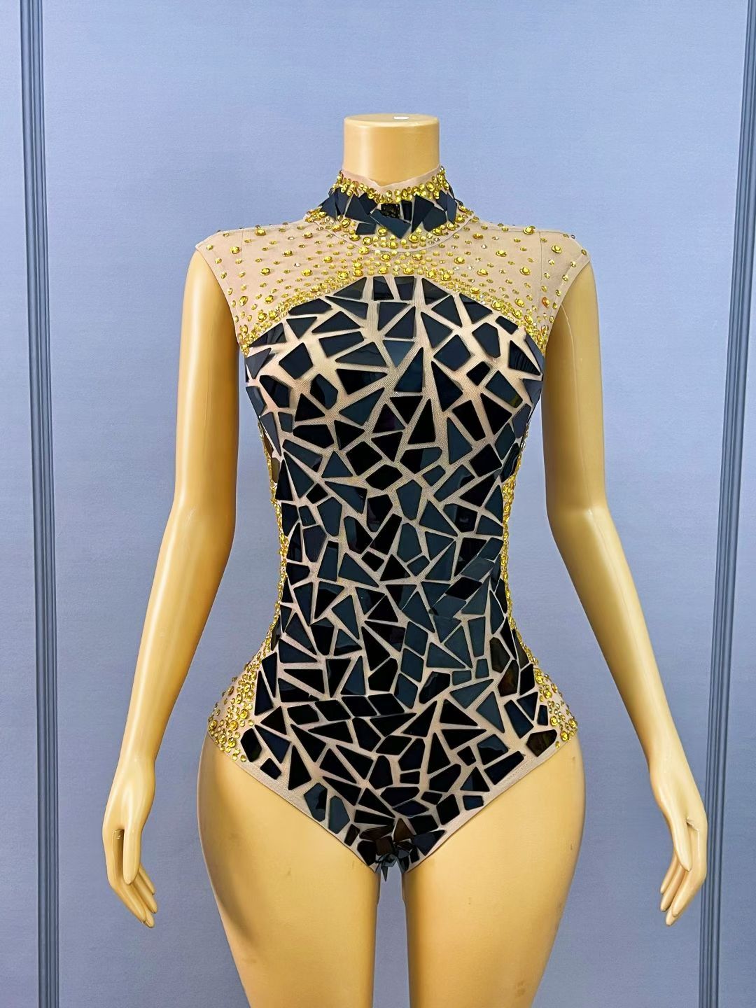 CELESINYI Anyejing Crystal Black Mirror Leotard