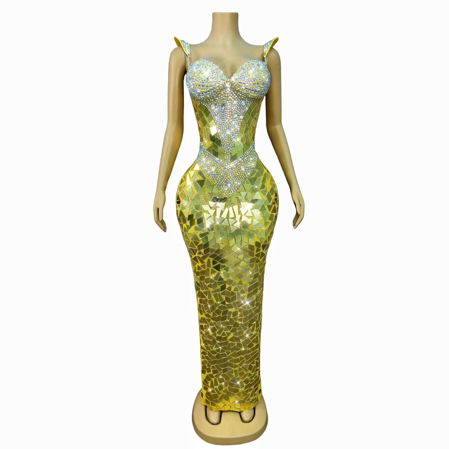 CELESINYI Jingpian Crystal Mirror Shard Gown (Gold)