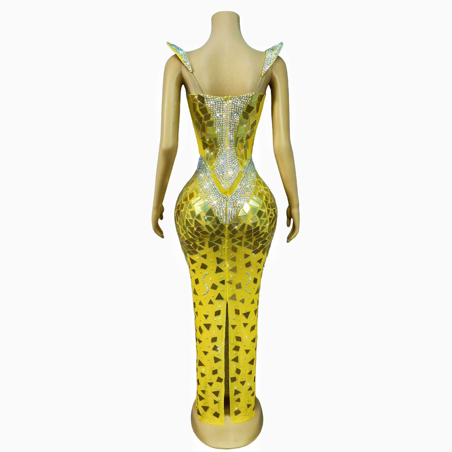 CELESINYI Jingpian Crystal Mirror Shard Gown (Gold)