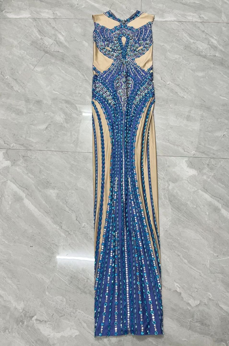 CELESINYI Lanshuicai Crystal Electric Blue Gown
