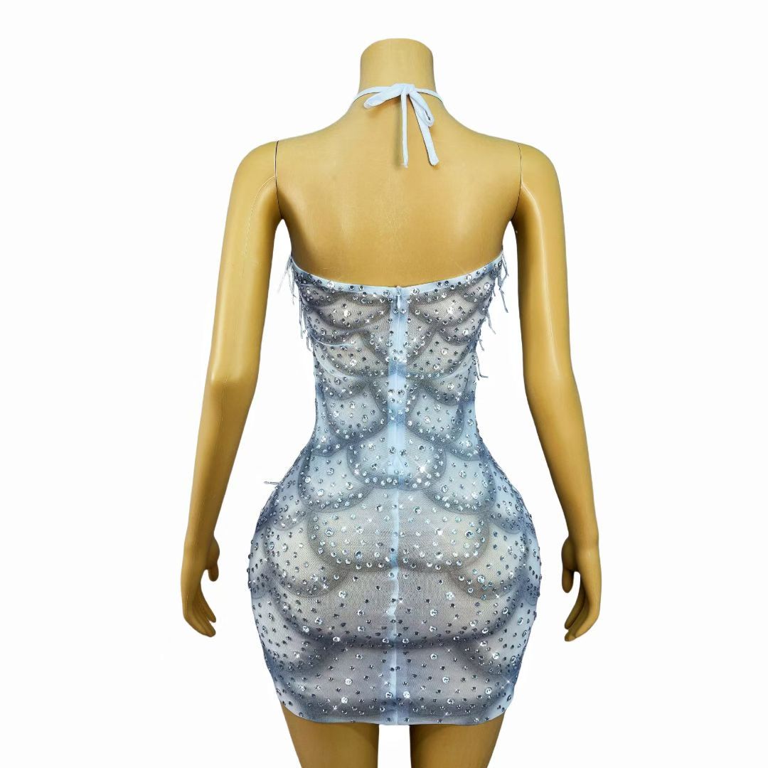 CELESINYI Yuebanlian Crystal Ice Fringe Flapper Dress