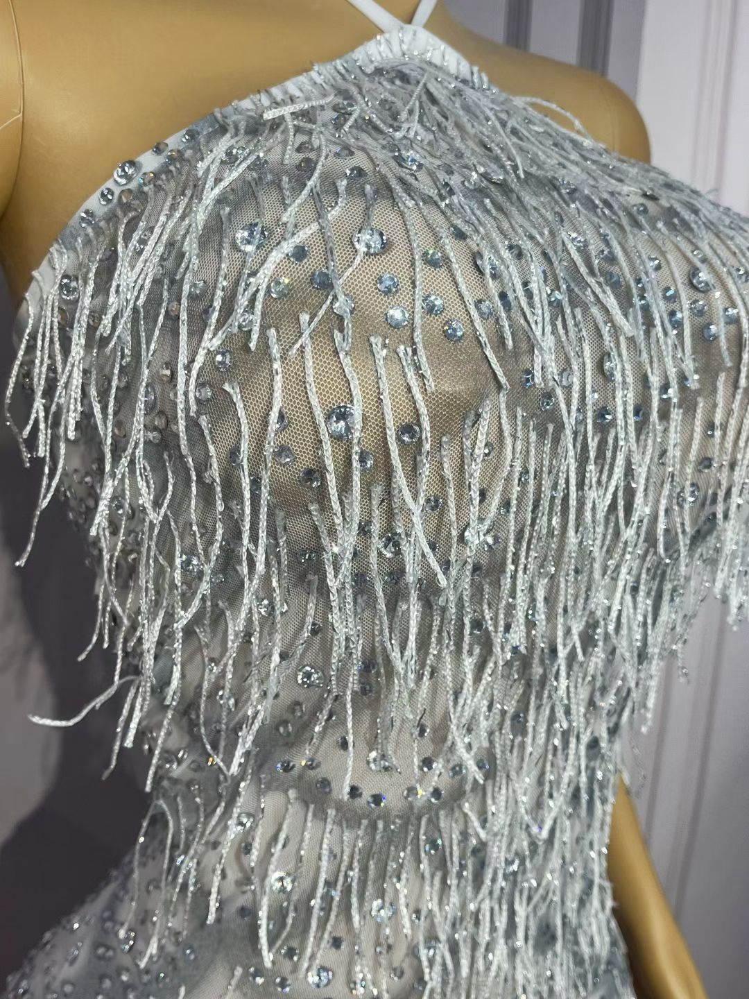 CELESINYI Yuebanlian Crystal Ice Fringe Flapper Dress