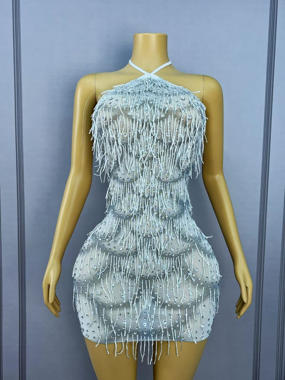 CELESINYI Yuebanlian Crystal Ice Fringe Flapper Dress