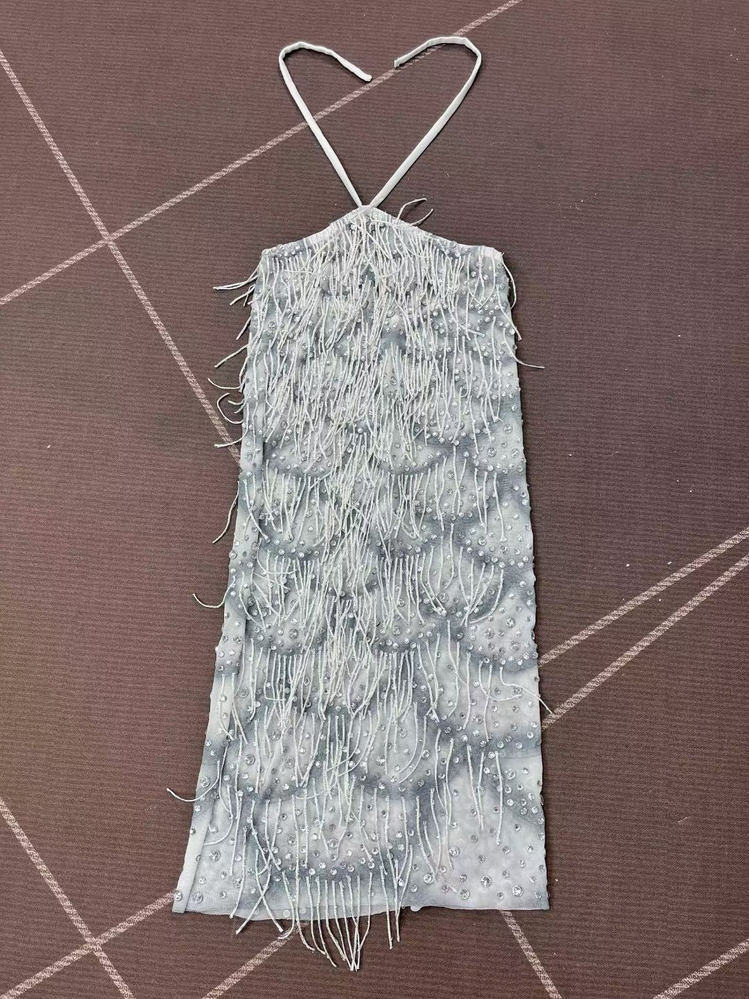 CELESINYI Yuebanlian Crystal Ice Fringe Flapper Dress