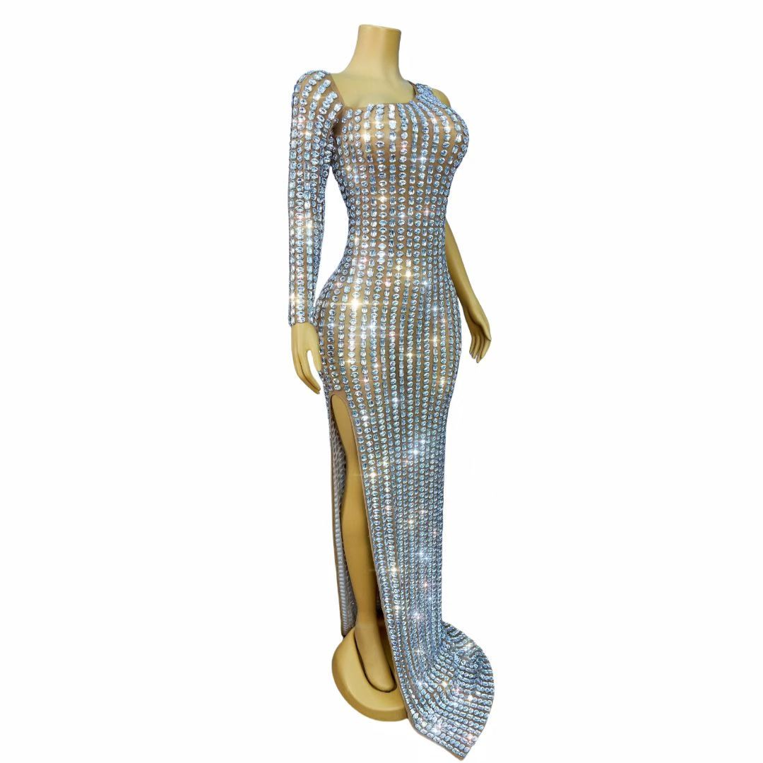 CELESINYI Fengxi Crystal Asymmetric Matrix Gown