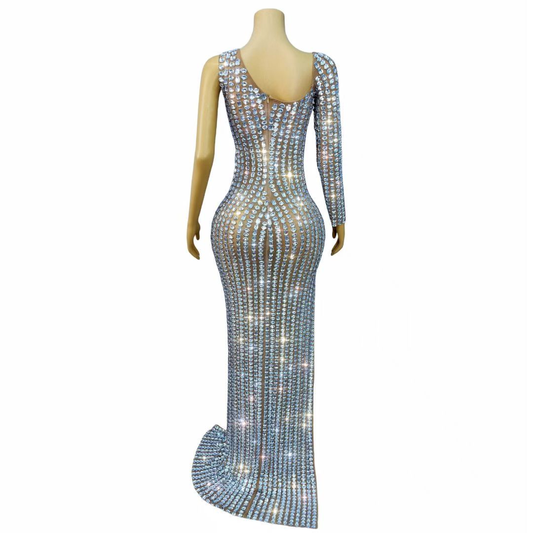 CELESINYI Fengxi Crystal Asymmetric Matrix Gown