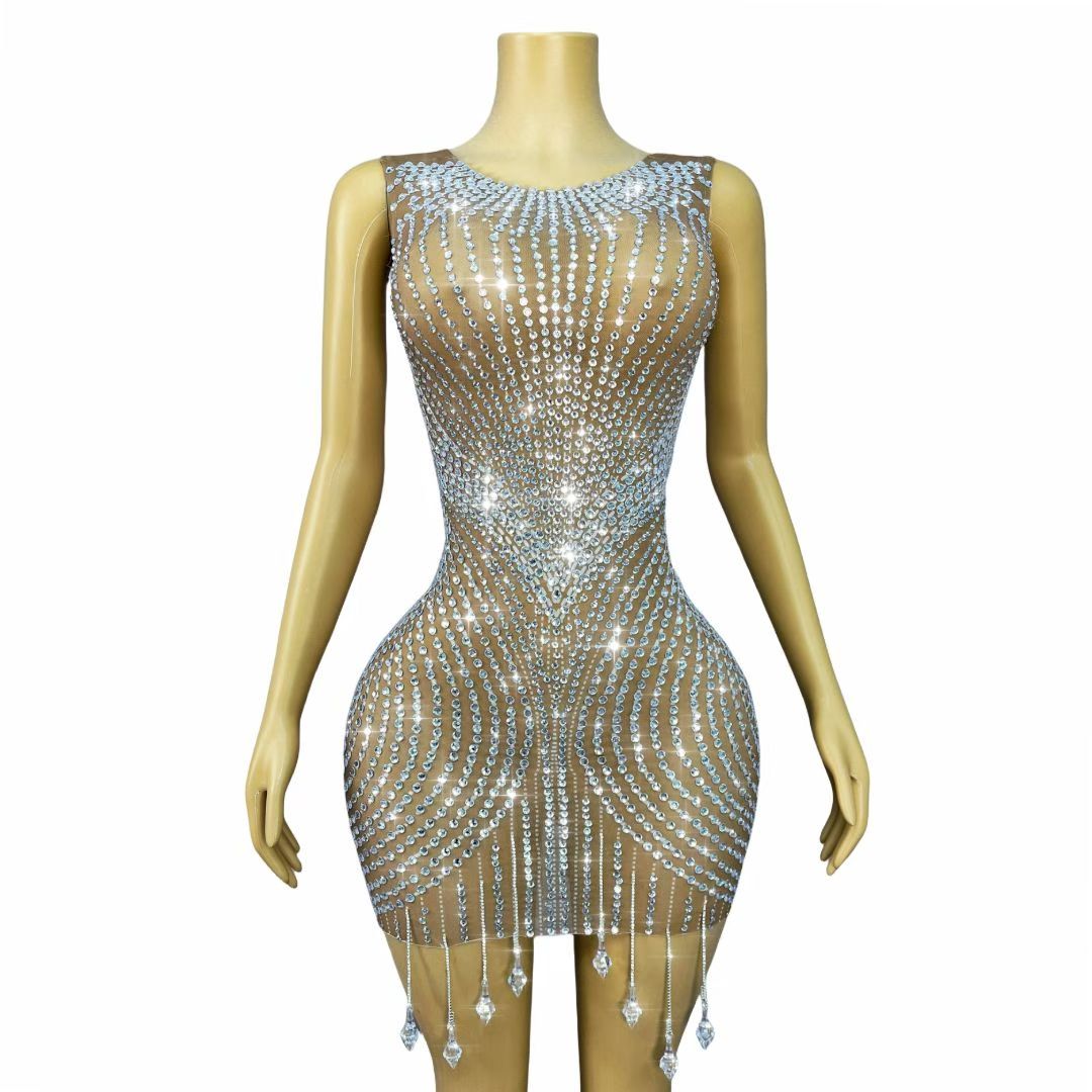 CELESINYI Guyawen Crystal Radiant Art Deco Mini Dress