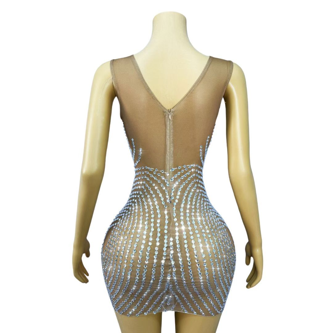 CELESINYI Guyawen Crystal Radiant Art Deco Mini Dress
