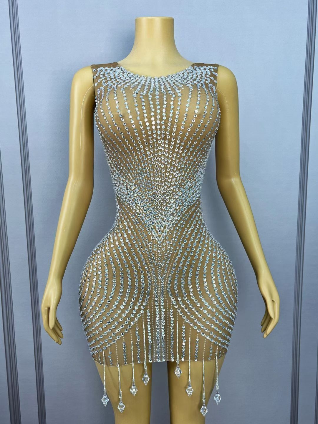 CELESINYI Guyawen Crystal Radiant Art Deco Mini Dress