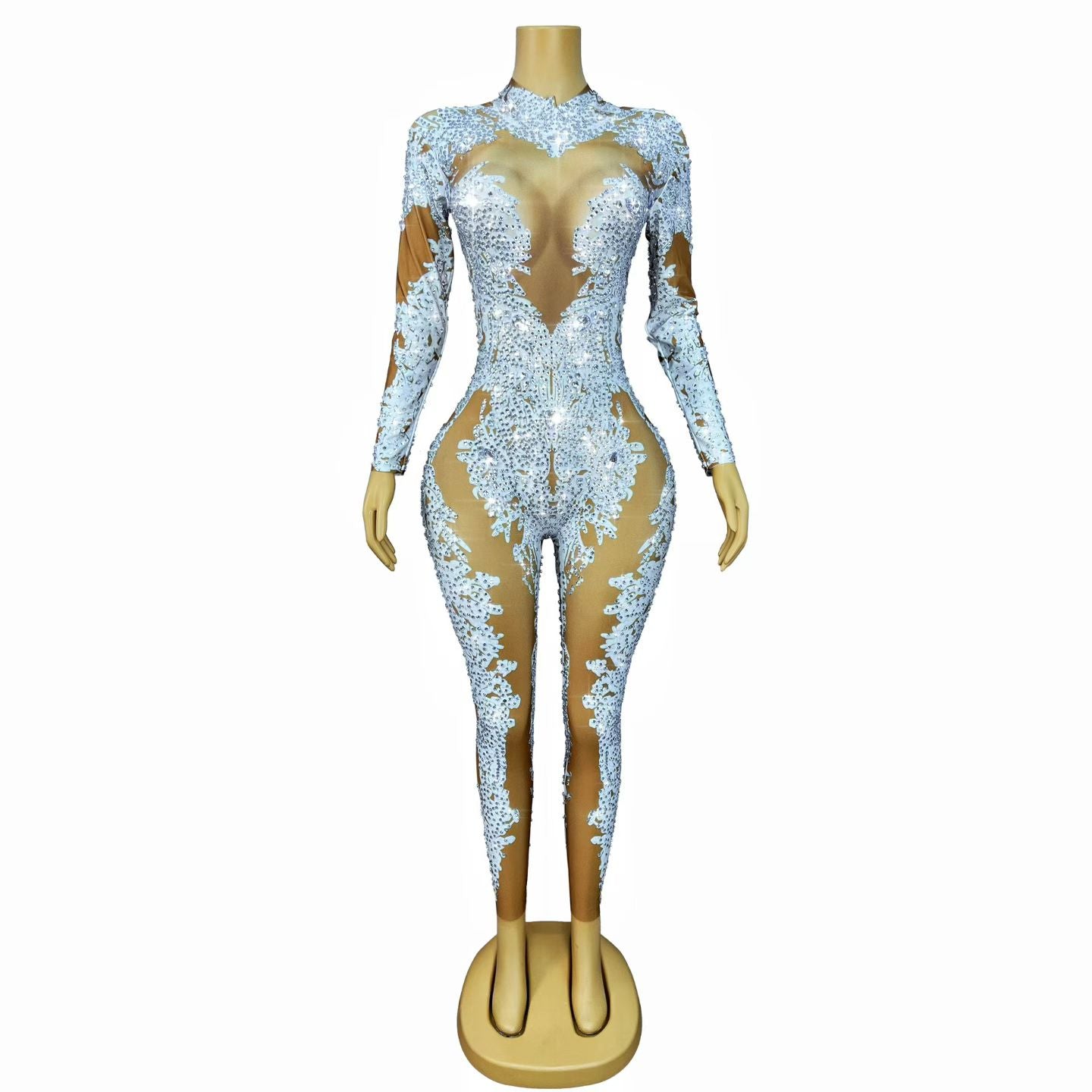 CELESINYI Geseputao Crystal Illusion Catsuit (White Clear)