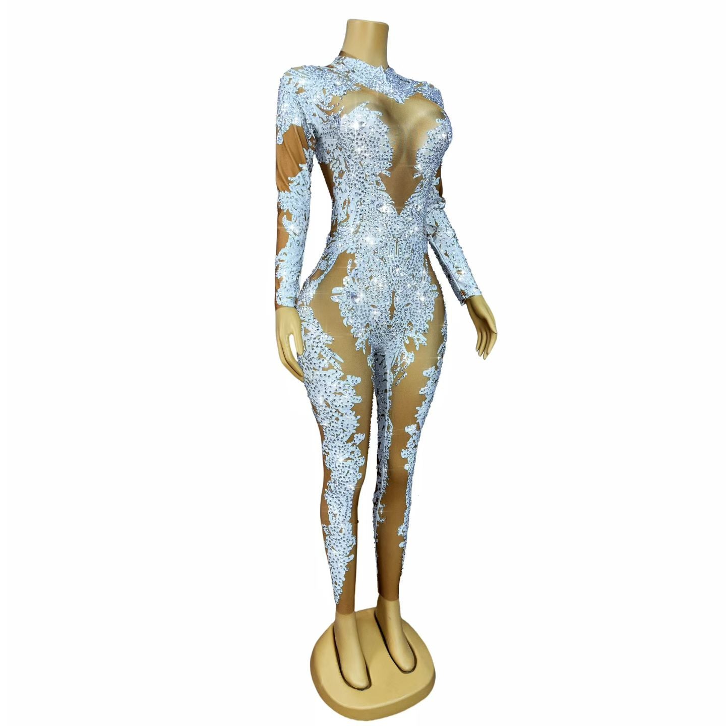 CELESINYI Geseputao Crystal Illusion Catsuit (White Clear)