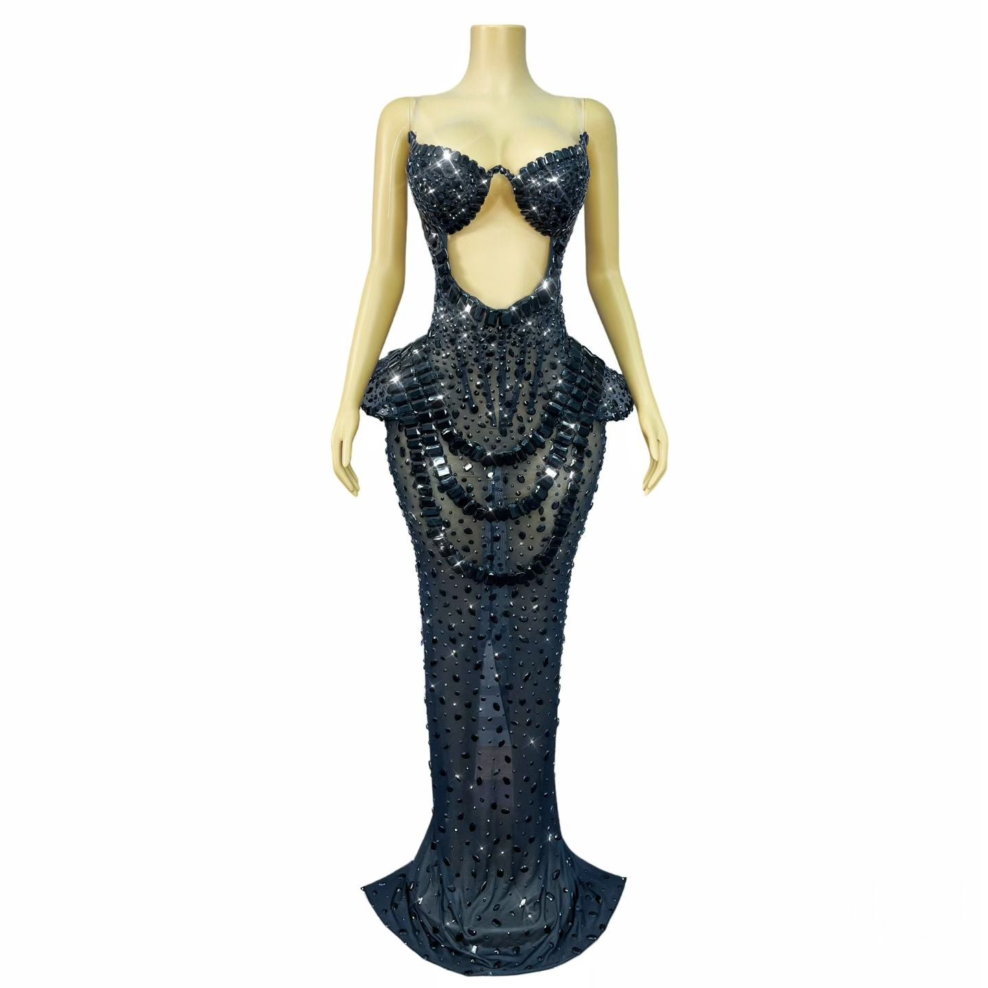 CELESINYI Geseguan Crystal Full Stone Gown (Black)