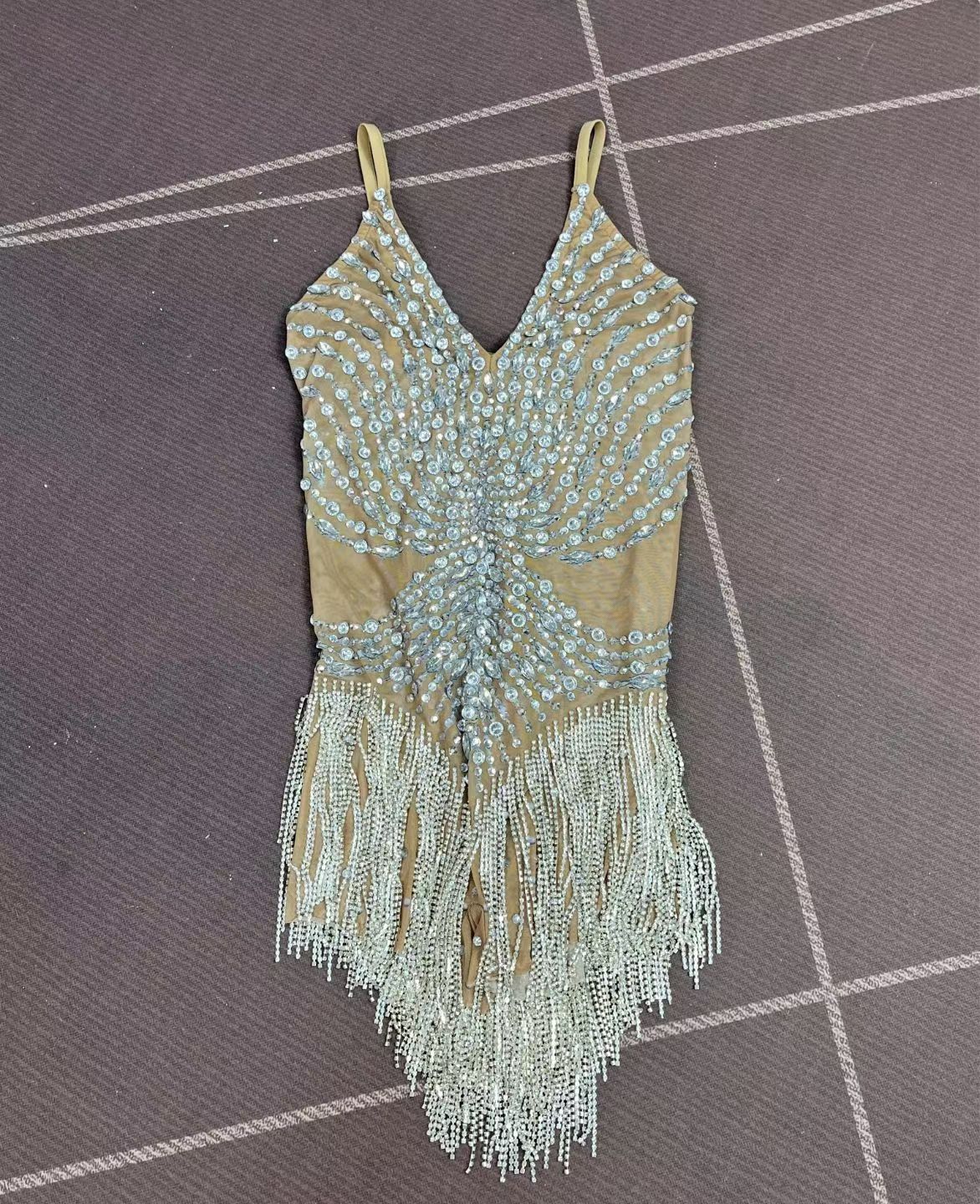 CELESINYI Shuiliuli Crystal Radiant Fringe Dress