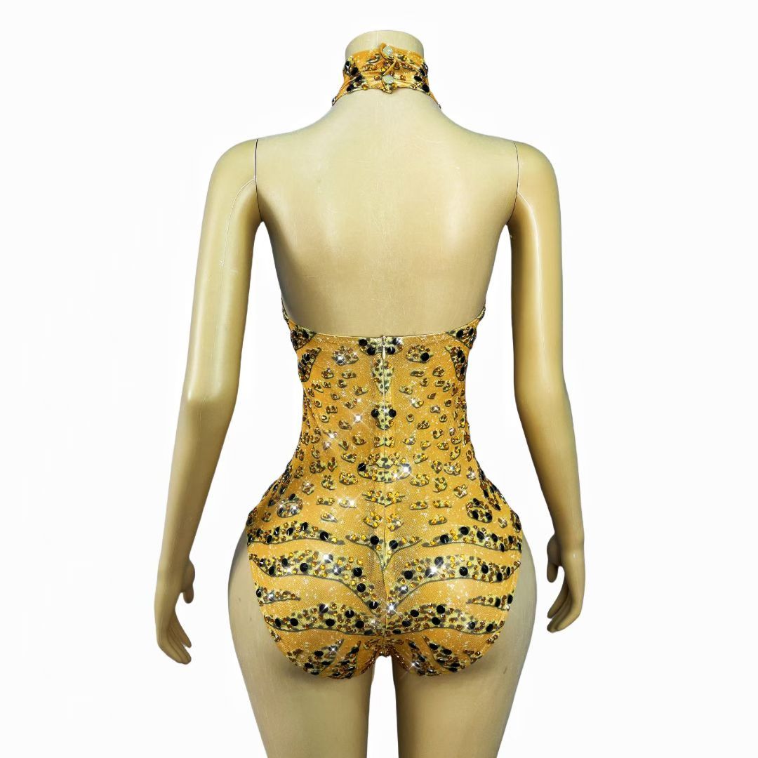 CELESINYI Huobao Crystal Leopard Flame Leotard
